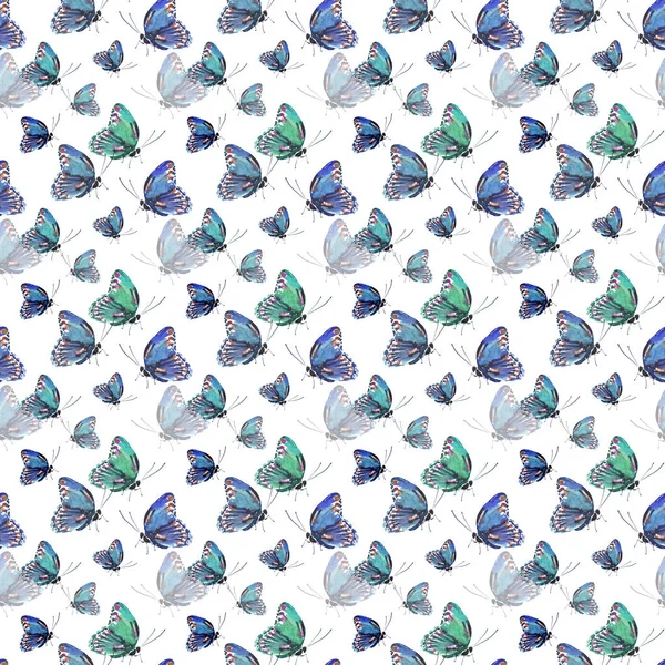 Прекрасний милий витончений чудовий чудовий ніжний весняний барвистий візерунок метеликів акварельна ручна ілюстрація — стокове фото
