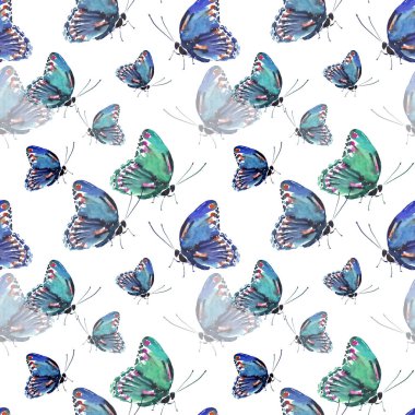 Güzel şirin sofistike muhteşem harika ihale nazik bahar renkli desen suluboya el illüstrasyon kelebek