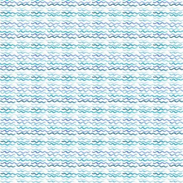 수채화 손 스케치의 추상 예술 밝은 귀여운 세련 된 멋진 화려한 우아한 그래픽 아름 다운 블루, 네이 비, 인디 고, 터키석, 울트라 마린 수평 파도 패턴 — 스톡 사진
