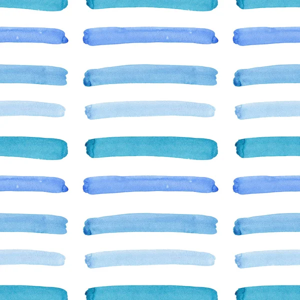 Bright abstract beautiful gorgeous elegant graphic artistic texture blue, turquoise, ultramarine horizontal lines pattern of watercolor hand illustration. Perfect for textile, wallpapers — Stock Photo, Image