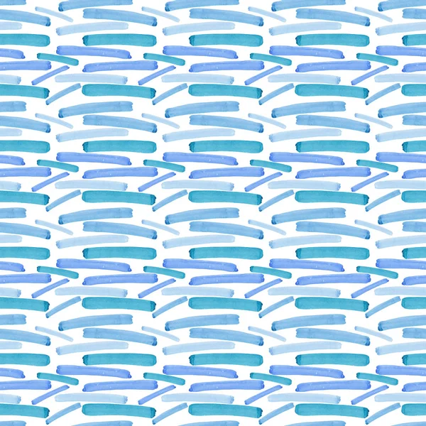 Bright abstract beautiful gorgeous elegant graphic artistic texture blue, turquoise, ultramarine horizontal lines pattern of watercolor hand illustration. Perfect for textile, wallpapers — Stock Photo, Image