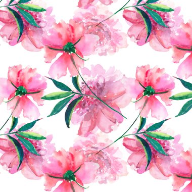 Güzel yumuşak yumuşak harika güzel şirin bahar çiçek bitkisel peonies yeşil yaprakları desen suluboya el kroki ile. Tebrik ve doğum günü kartı, düğün, davet, tekstil tasarımı için mükemmel