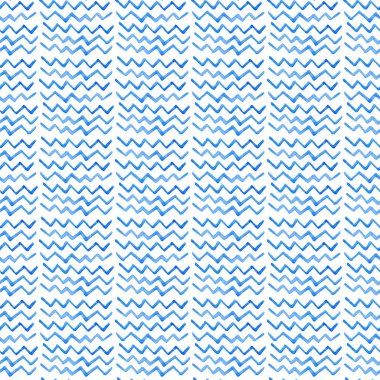 Soyut sofistike harika zarif grafik güzel mavi, lacivert, çivit mavisi, turkuaz, ultramarine kırık çizgiler desen suluboya el illüstrasyon zigzag. F çocuk gibi tekstil için mükemmel boya