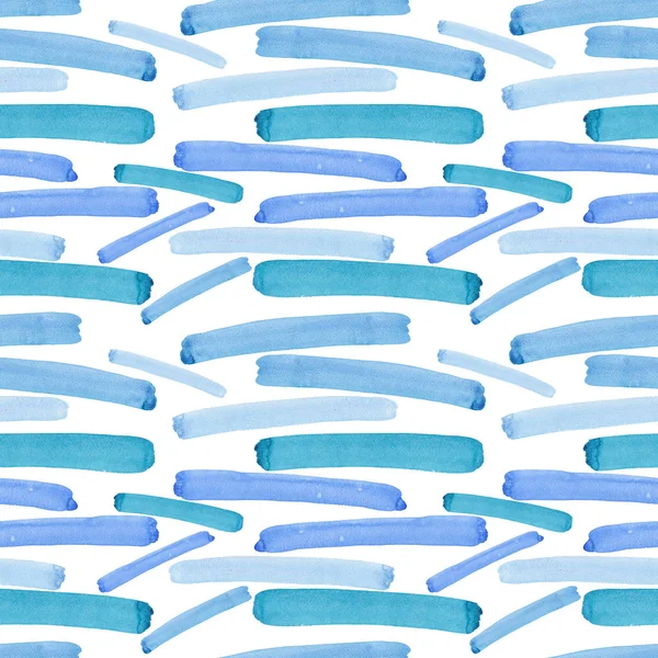 Brilhante abstrato lindo elegante gráfico artístico textura azul, turquesa, linhas horizontais ultramarinas padrão de ilustração mão aquarela. Perfeito para têxteis, papéis de parede — Fotografia de Stock