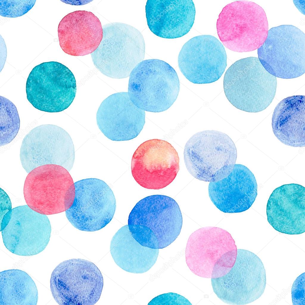 Abstract beautiful artistic tender wonderful transparent bright colorful circles pattern watercolor hand sketch. Perfect for greeting and birthday card, invitation, textile design