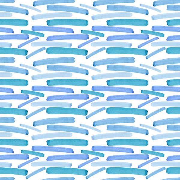 Bright abstract beautiful gorgeous elegant graphic artistic texture blue, turquoise, ultramarine horizontal lines pattern of watercolor hand illustration. Perfect for textile, wallpapers — Stock Photo, Image