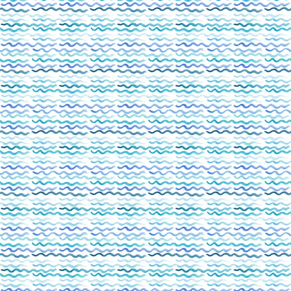 Abstracto artístico brillante lindo sofisticado maravilloso magnífico elegante gráfico hermoso azul, azul marino, índigo, turquesa, ondas horizontales ultramar patrón de boceto de mano acuarela — Foto de Stock