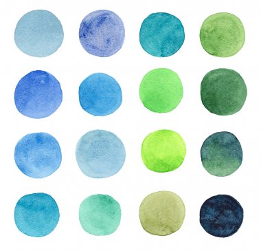 Soyut güzel sanatsal ihale harika saydam parlak mavi, yeşil, bitkisel, lacivert, çivit mavisi, turkuaz, ultramarine daireler yatay kalıp suluboya el kroki