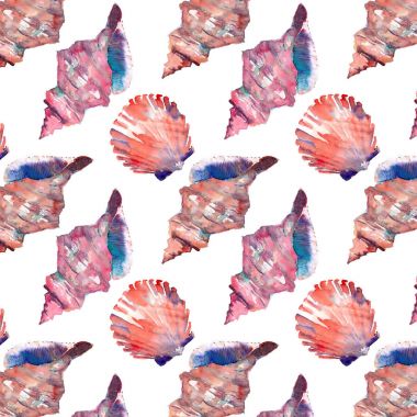 Parlak sevimli grafik güzel güzel harika yaz taze deniz plaj renkli deniz kabuklarını ve starfishes suluboya el illüstrasyon model. Tebrik kartı, tekstil tasarımı için mükemmel