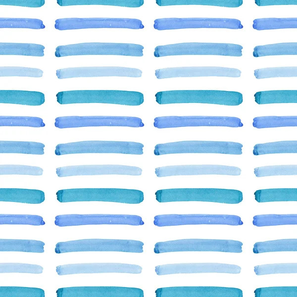 Bright abstract beautiful gorgeous elegant graphic artistic texture blue, turquoise, ultramarine horizontal lines pattern of watercolor hand illustration. Perfect for textile, wallpapers — Stock Photo, Image