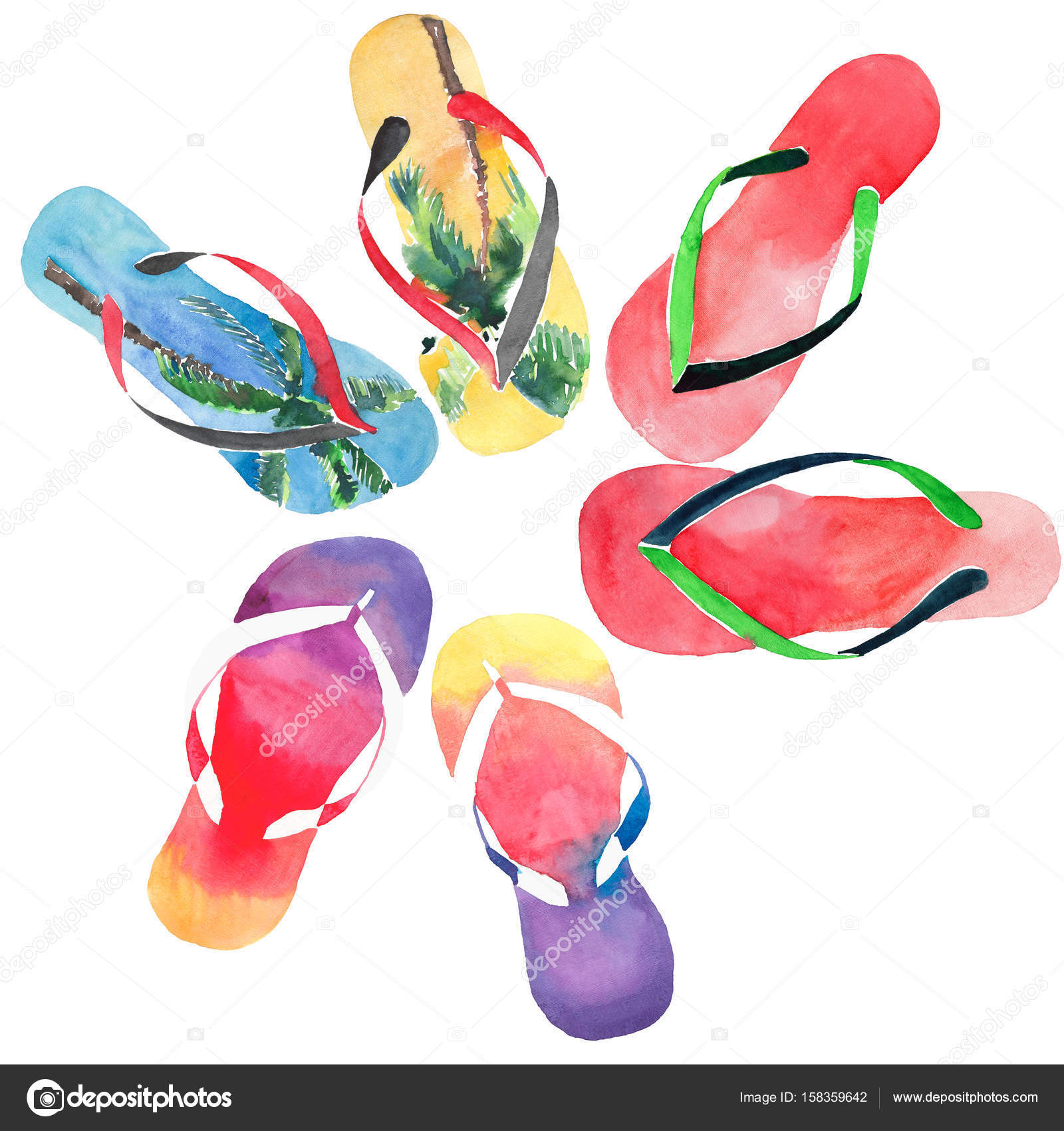 red and green flip flops