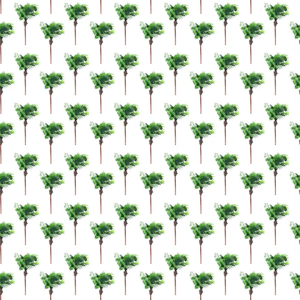 Hermoso brillante lindo verde tropical encantador maravilloso hawaii patrón de verano de hierbas florales de un boceto de la mano de las palmeras acuarela. Perfecto para tarjetas de felicitación, textiles, fondos de pantalla, papel de envolver — Foto de Stock