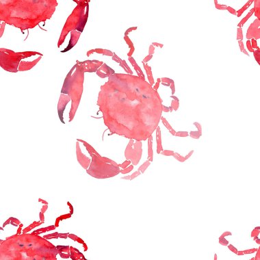 Renkli parlak güzel güzel yaz deniz kırmızı lezzetli lezzetli desen suluboya el illüstrasyon kasık biti. Mükemmel restoran menü, tebrik kartı ve Tekstil