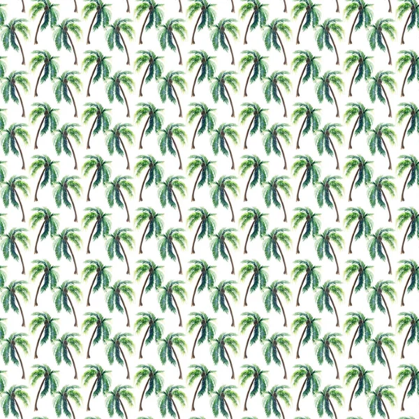 Hermoso brillante lindo verde tropical encantador maravilloso hawaii patrón de verano de hierbas florales de un boceto de la mano de las palmeras acuarela. Perfecto para tarjetas de felicitación, textiles, fondos de pantalla, papel de envolver —  Fotos de Stock