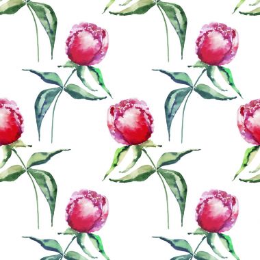 Güzel yumuşak yumuşak güzel bahar çiçek bitkisel peonies tomurcukları ile yeşil yaprakları desen suluboya el kroki. Tebrik ve doğum günü kartı, düğün, davet, tekstil tasarımı için mükemmel