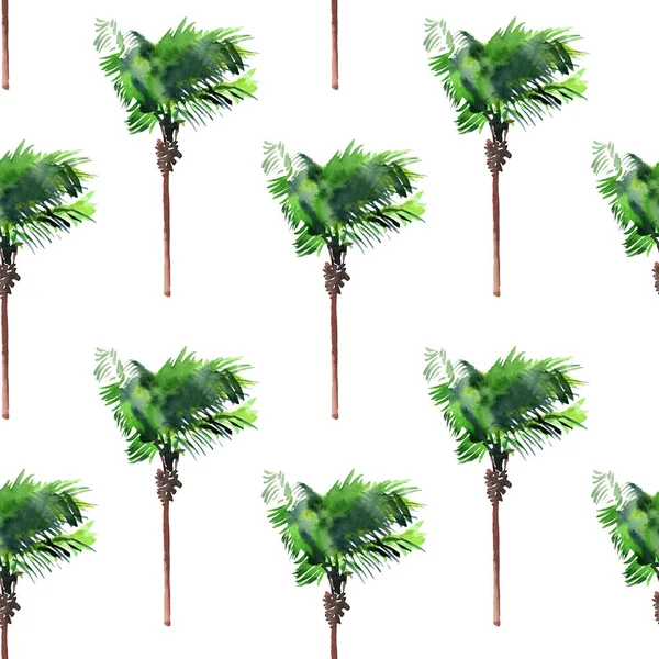 Frumos luminos drăguț verde tropical minunat hawaii floral model de vară pe bază de plante de palmieri acuarelă schiță de mână. Perfect pentru felicitări card, textile, imagini de fundal, hârtie de ambalaj — Fotografie, imagine de stoc