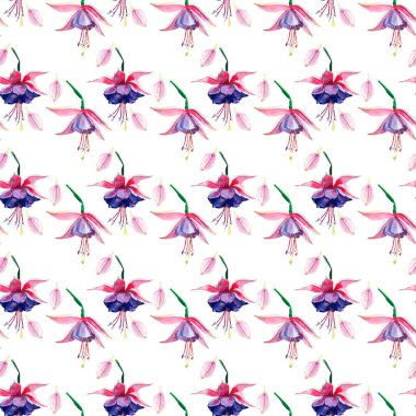 Güzel parlak güzel harika yeşil tropikal hawaii çiçek bitkisel yaz renkli desen tropikal Menekşe çiçek orkide suluboya el çizimi. Tebrik kartı, tekstil tasarımı için mükemmel