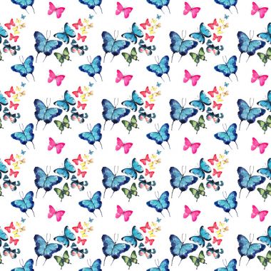 Güzel şirin sofistike muhteşem harika ihale nazik bahar renkli desen suluboya el illüstrasyon kelebek