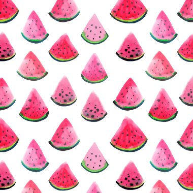 Bir çocuk suluboya el resimdeki gibi güzel harika parlak renkli lezzetli lezzetli lezzetli olgun sulu tatlı güzel kırmızı yaz taze tatlı dilim karpuz desen boya