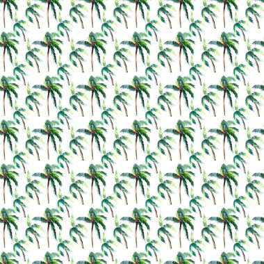Güzel parlak sevimli yeşil tropikal güzel harika hawaii çiçek bitkisel yaz desen bir palmiye ağaçları suluboya el kroki. Tebrik kartı için mükemmel, tekstil, duvar kağıtları, kağıt ambalaj