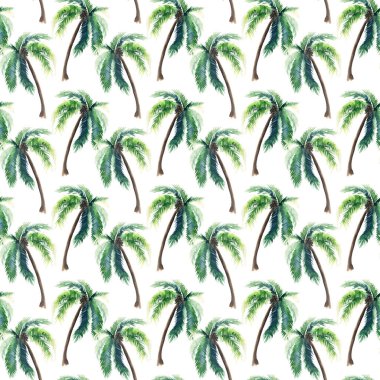 Güzel parlak sevimli yeşil tropikal güzel harika hawaii çiçek bitkisel yaz desen bir palmiye ağaçları suluboya el kroki. Tebrik kartı için mükemmel, tekstil, duvar kağıtları, kağıt ambalaj