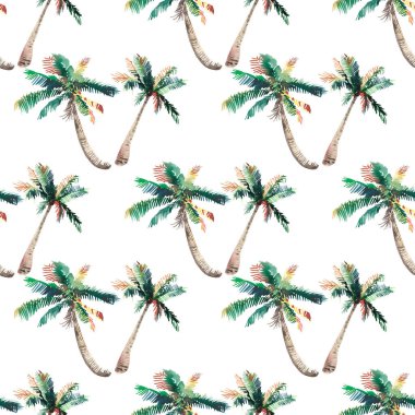 Güzel parlak sevimli yeşil tropikal güzel harika hawaii çiçek bitkisel yaz desen bir palmiye ağaçları suluboya el kroki. Tebrik kartı için mükemmel, tekstil, duvar kağıtları, kağıt ambalaj