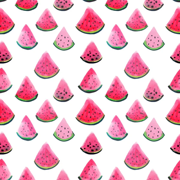 Bir çocuk suluboya el resimdeki gibi güzel harika parlak renkli lezzetli lezzetli lezzetli olgun sulu tatlı güzel kırmızı yaz taze tatlı dilim karpuz desen boya