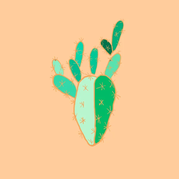 Světlé krásné propracované mexické hawaii tropické květinové bylinné letní zelený kaktus malovat, jako dítě na olivové pozadí vektorové ilustrace — Stockový vektor