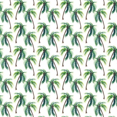 Güzel parlak sevimli yeşil tropikal güzel harika hawaii çiçek bitkisel yaz desen bir palmiye ağaçları suluboya el kroki. Tebrik kartı için mükemmel, tekstil, duvar kağıtları, kağıt ambalaj