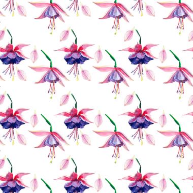 Güzel parlak güzel harika yeşil tropikal hawaii çiçek bitkisel yaz renkli desen tropikal Menekşe çiçek orkide suluboya el çizimi. Tebrik kartı, tekstil tasarımı için mükemmel