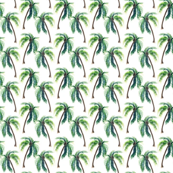 아름 다운 밝은 귀여운 녹색 열 대 사랑 스러운 멋진 하와이 꽃 허브 여름 패턴 팜 나무 수채화 손으로의 스케치. 인사말 카드에 대 한 완벽 한 섬유, 벽지, 포장지 — 스톡 사진