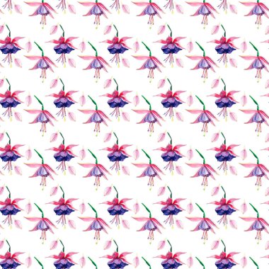 Güzel parlak güzel harika yeşil tropikal hawaii çiçek bitkisel yaz renkli desen tropikal Menekşe çiçek orkide suluboya el çizimi. Tebrik kartı, tekstil tasarımı için mükemmel