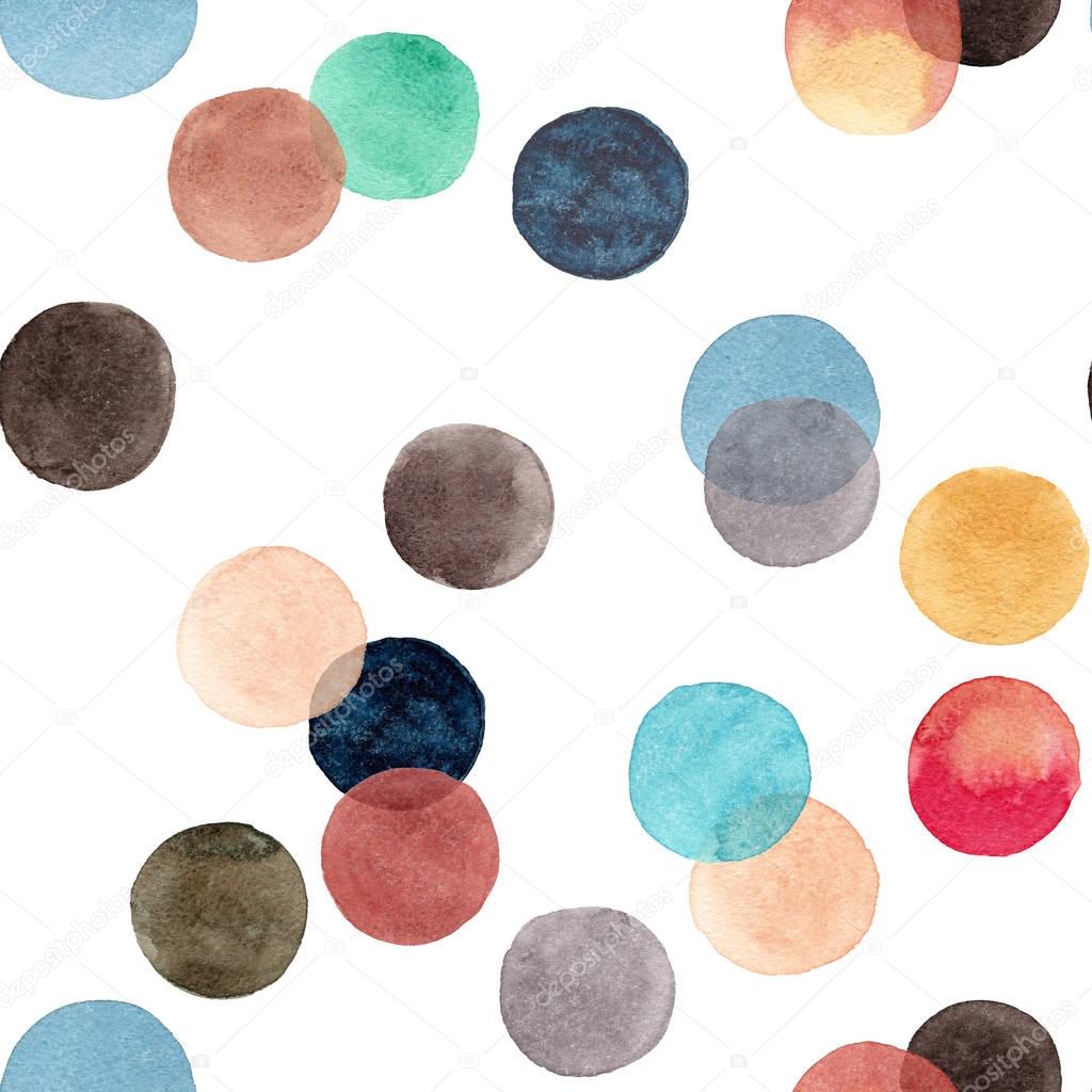 Abstract beautiful artistic tender wonderful transparent bright colorful circles pattern watercolor hand illustration. Perfect for greeting and birthday card, invitation, wallpapers, textile design