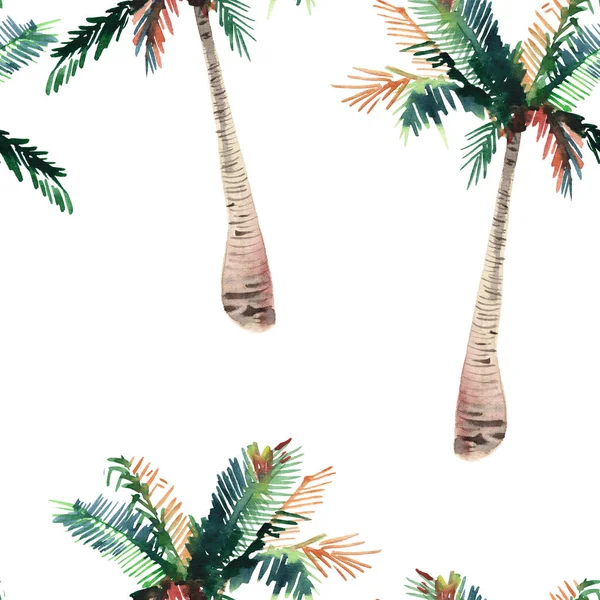 Güzel parlak sevimli yeşil tropikal güzel harika hawaii çiçek bitkisel yaz desen bir palmiye ağaçları suluboya el kroki. Tebrik kartı için mükemmel, tekstil, duvar kağıtları, kağıt ambalaj