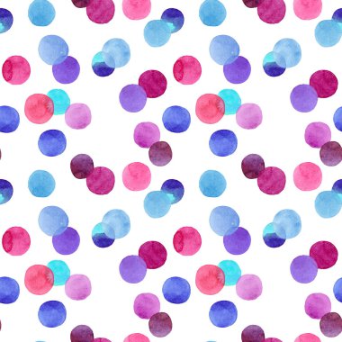 Soyut güzel şirin güzel sanatsal ihale harika şeffaf parlak kırmızı, pembe, kırmızı, mor, mor, mavi, çivit daireler suluboya el illüstrasyon model