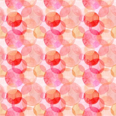 Soyut güzel sanatsal ihale harika şeffaf parlak sonbahar turuncu pembe kırmızı daireler farklı şekiller suluboya el illüstrasyon model. Tekstil, duvar kağıtları ve arka planlar için mükemmel