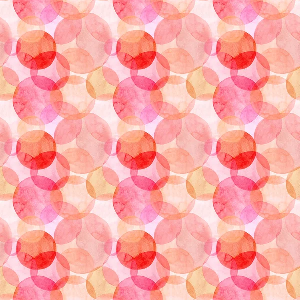 Abstrato bela concurso artístico maravilhoso transparente outono laranja rosa círculos vermelhos diferentes formas padrão aquarela mão ilustração. Perfeito para têxteis, papéis de parede e fundos — Fotografia de Stock