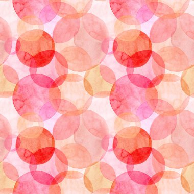 Soyut güzel sanatsal ihale harika şeffaf parlak sonbahar turuncu pembe kırmızı daireler farklı şekiller suluboya el illüstrasyon model. Tekstil, duvar kağıtları ve arka planlar için mükemmel