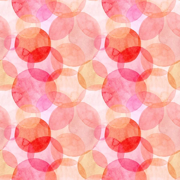 Abstracte mooie artistieke tedere prachtige transparant helder herfst oranje roze rode cirkels verschillende vormen patroon aquarel hand illustratie. Perfect voor textiel, behang en achtergronden — Stockfoto