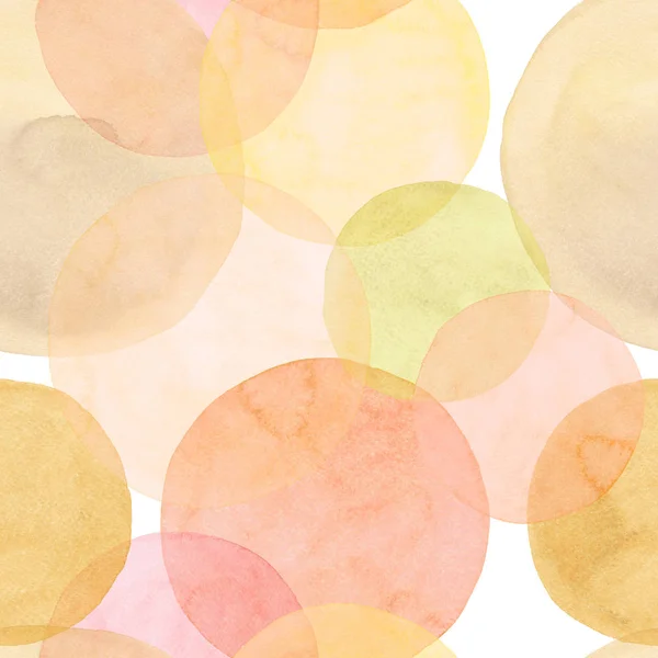 Абстрактные красивые художественные нежные замечательные прозрачные яркие осенние оранжево-желтые круги различных форм рисунок акварелью руки. Идеально подходит для текстиля, обоев и фона — стоковое фото