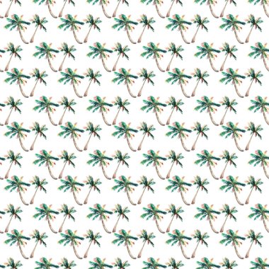 Güzel parlak sevimli yeşil tropikal güzel harika hawaii çiçek bitkisel yaz desen bir palmiye ağaçları suluboya el kroki. Tebrik kartı için mükemmel, tekstil, duvar kağıtları, kağıt ambalaj