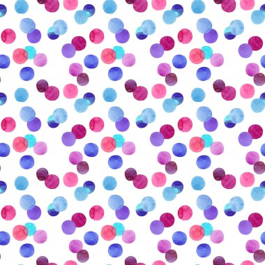 Soyut güzel şirin güzel sanatsal ihale harika şeffaf parlak kırmızı, pembe, kırmızı, mor, mor, mavi, çivit daireler suluboya el illüstrasyon model