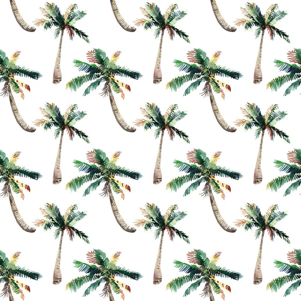 Güzel parlak sevimli yeşil tropikal güzel harika hawaii çiçek bitkisel yaz desen bir palmiye ağaçları suluboya el kroki. Tebrik kartı için mükemmel, tekstil, duvar kağıtları, kağıt ambalaj