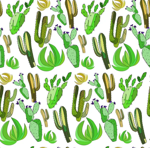 Φωτεινό χαριτωμένο όμορφη αφηρημένη Μεξικού τροπικό φλοράλ φυτικά Θερινό Πράσινο σύνολο ένα χρώμα κάκτος σαν παιδί διανυσματικά εικονογράφηση. Ιδανική λύση για υφάσματα, ταπετσαρίες, χαρτί περιτυλίγματος — Διανυσματικό Αρχείο