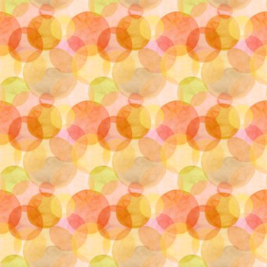 Soyut güzel sanatsal ihale harika şeffaf parlak sonbahar turuncu sarı kırmızı daireler farklı şekiller suluboya el illüstrasyon model. Tekstil, duvar kağıtları ve arka planlar için mükemmel