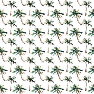 Güzel parlak sevimli yeşil tropikal güzel harika hawaii çiçek bitkisel yaz desen bir palmiye ağaçları suluboya el kroki. Tebrik kartı için mükemmel, tekstil, duvar kağıtları, kağıt ambalaj