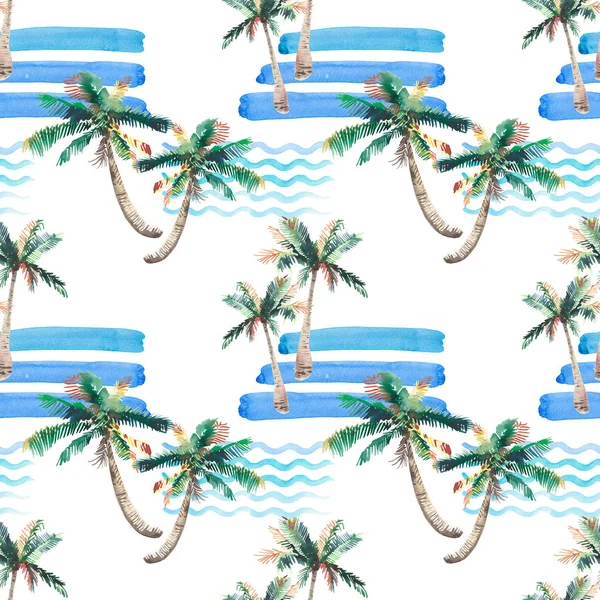 Güzel parlak sevimli yeşil tropikal güzel harika hawaii çiçek bitkisel yaz desen bir plaj gün batımı, palmiye ağacı, deniz, kırmızı güneş ve plaj suluboya el kroki