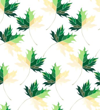 Güzel güzel grafik sanatsal soyut parlak çiçek bitkisel sonbahar yeşil akçaağaç desen vektör çizim bırakır. Tekstil, duvar kağıtları, ambalaj kağıdı, kartları, davetiyeleri için mükemmel