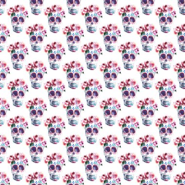 Güzel güzel grafik sanatsal soyut parlak şirin Cadılar Bayramı şık çiçek kafasını gül çelenk suluboya elle kroki. Tekstil, duvar kağıtları, ambalaj kağıdı, kartları, davetiyeleri için mükemmel