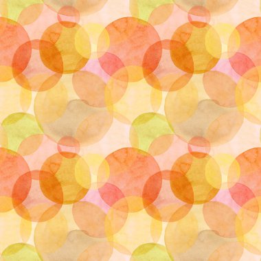 Soyut güzel sanatsal ihale harika şeffaf parlak sonbahar turuncu sarı kırmızı daireler farklı şekiller suluboya el illüstrasyon model. Tekstil, duvar kağıtları ve arka planlar için mükemmel